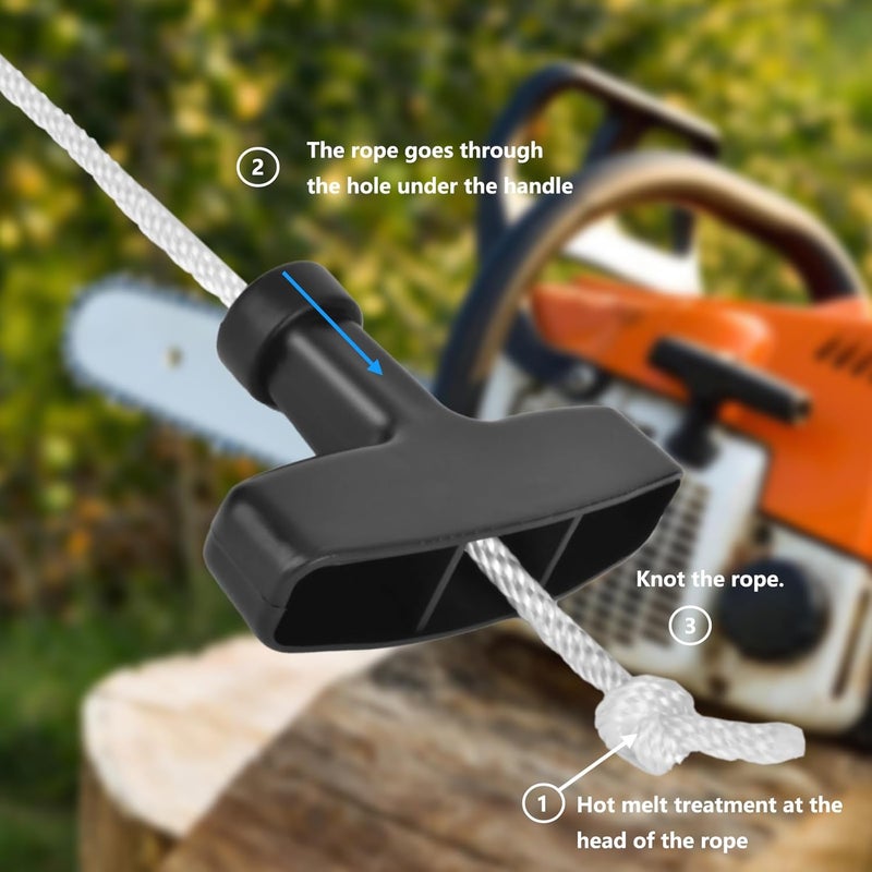 AccEncyc Pull Cord with Recoil Starter Handle Gasoline Engine Starter Handle Grip Recoil Starter Pull Handle for Lawn Mower, Chainsaw, Generator (6 Pack) - Image 3